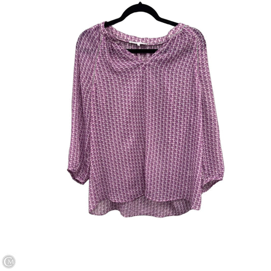 Blouse Long Sleeve By Violet And Claire In Purple & White, Size: L