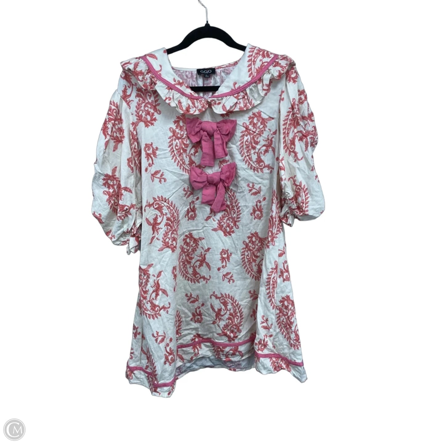 Dress Casual Short By Gigio In Pink & White, Size: L