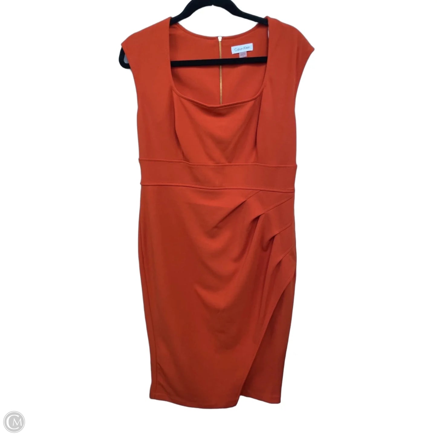 Dress Casual Midi By Calvin Klein In Orange, Size: 12