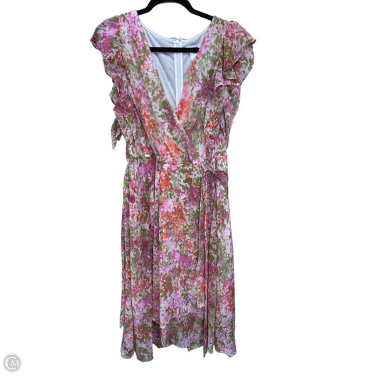 Dress Casual Maxi By Dkny In Green & Pink, Size: 14