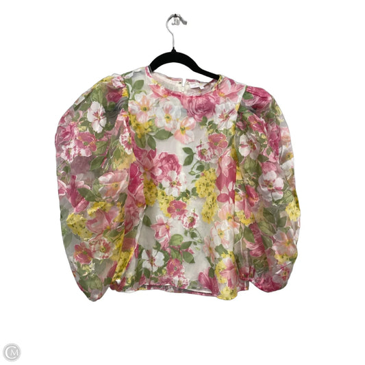 Blouse Long Sleeve By Olivaceous In Pink & Yellow, Size: L