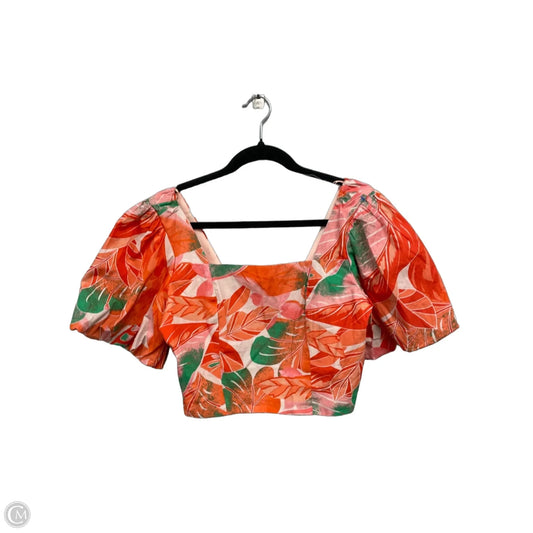 Top Short Sleeve By Gb In Green & Orange, Size: L