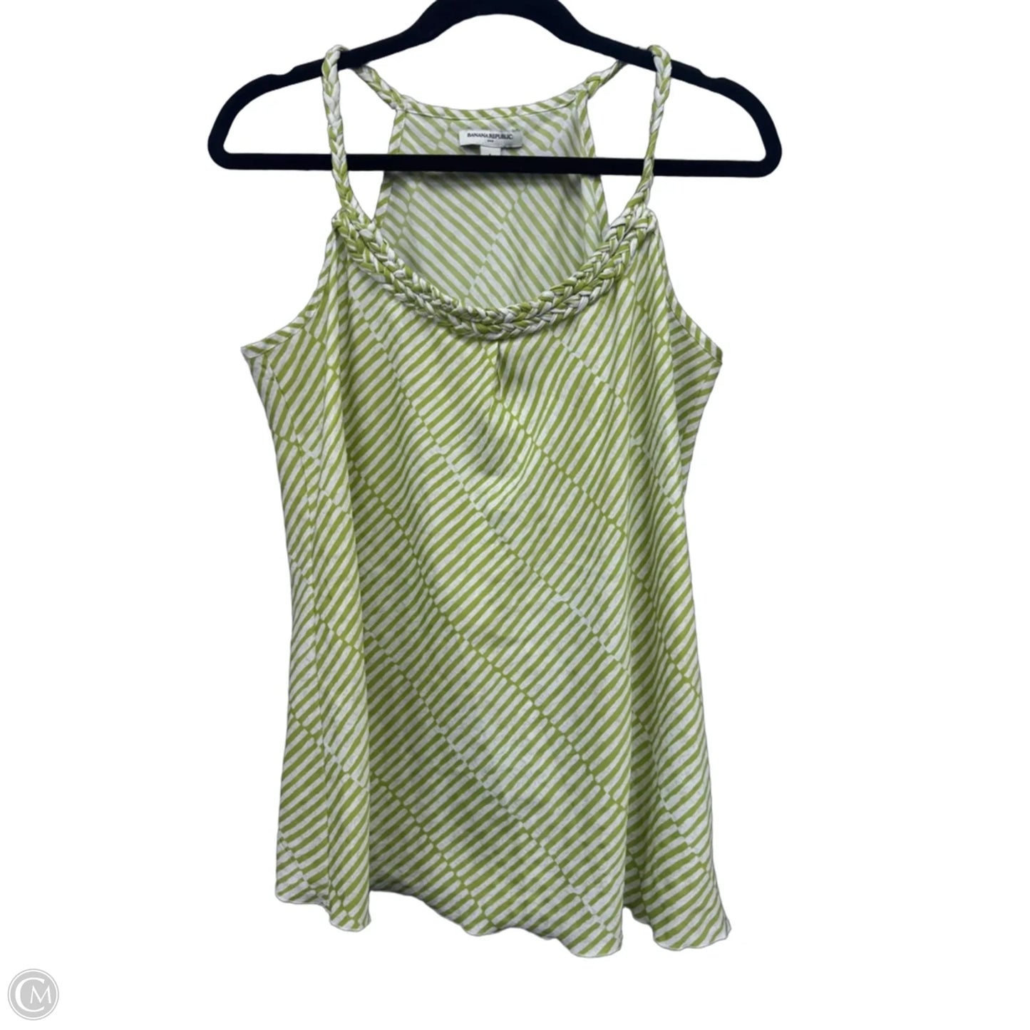 Top Sleeveless By Banana Republic In Green & White, Size: L