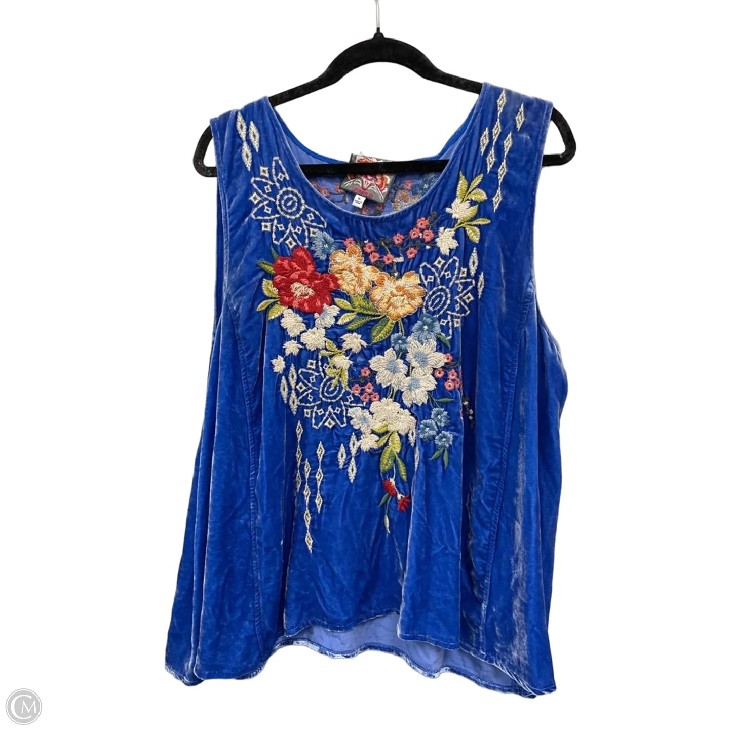 Top Sleeveless By Johnny Was In Blue & Cream, Size: Xl