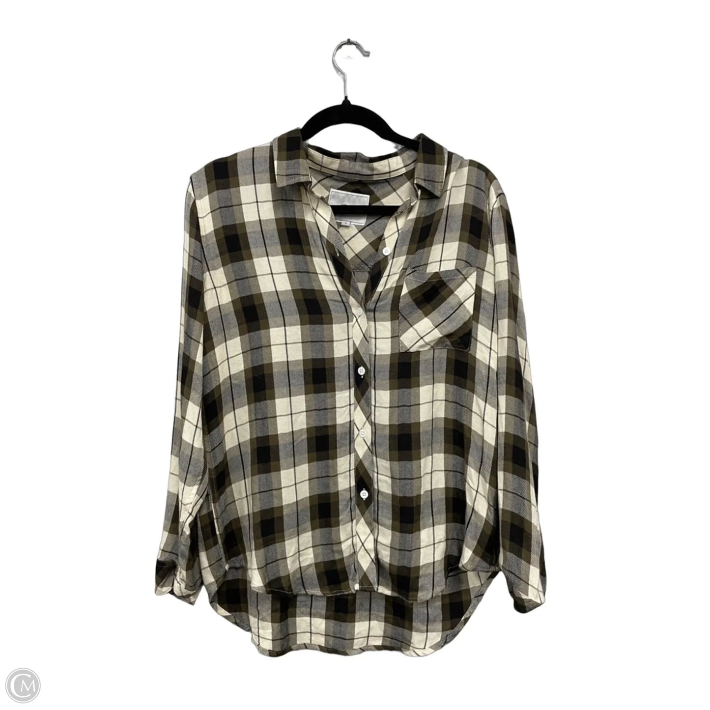 Top Long Sleeve By Rails In Cream & Green, Size: S