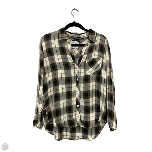 Top Long Sleeve By Rails In Cream & Green, Size: S