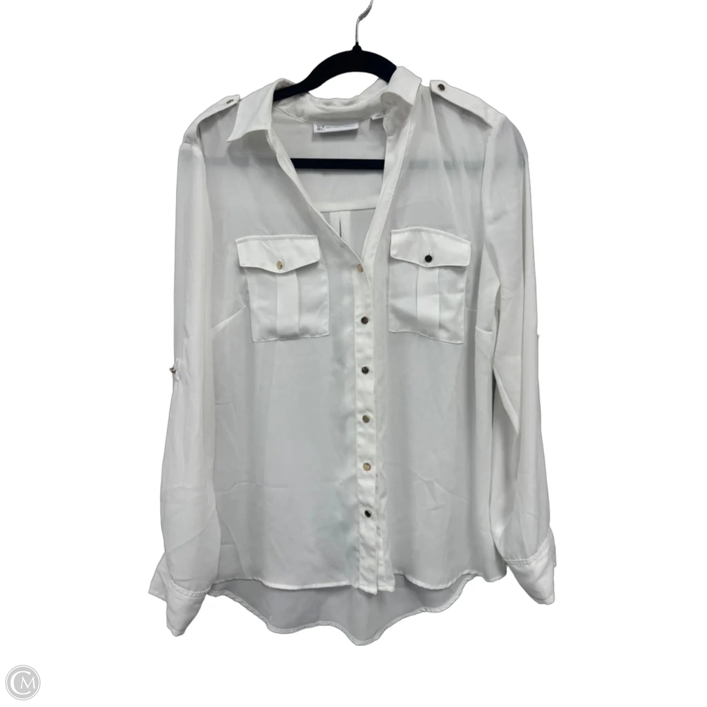 Blouse Long Sleeve By New York And Co In White, Size: M