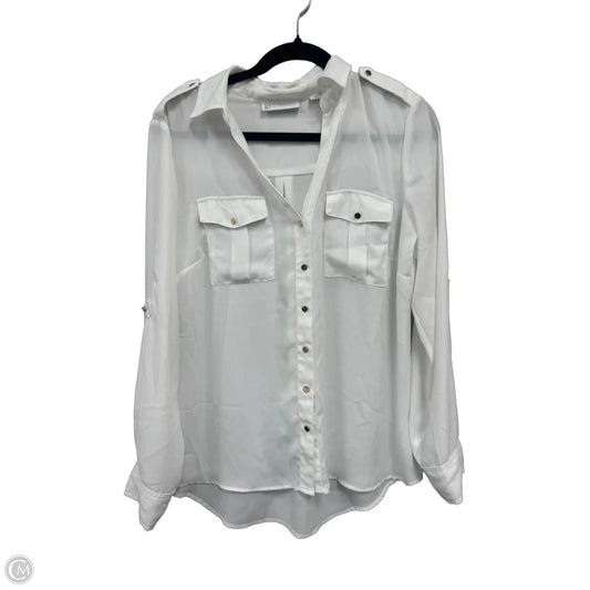 Blouse Long Sleeve By New York And Co In White, Size: M