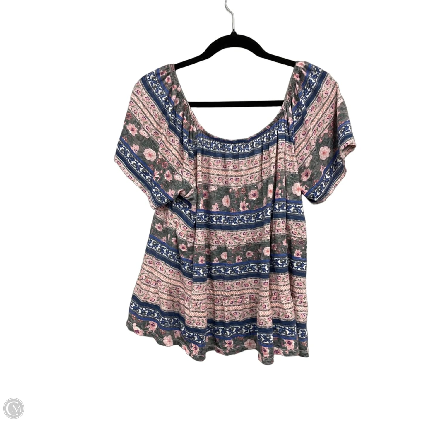 Top Short Sleeve By Lucky Brand In Blue & Pink, Size: Xl