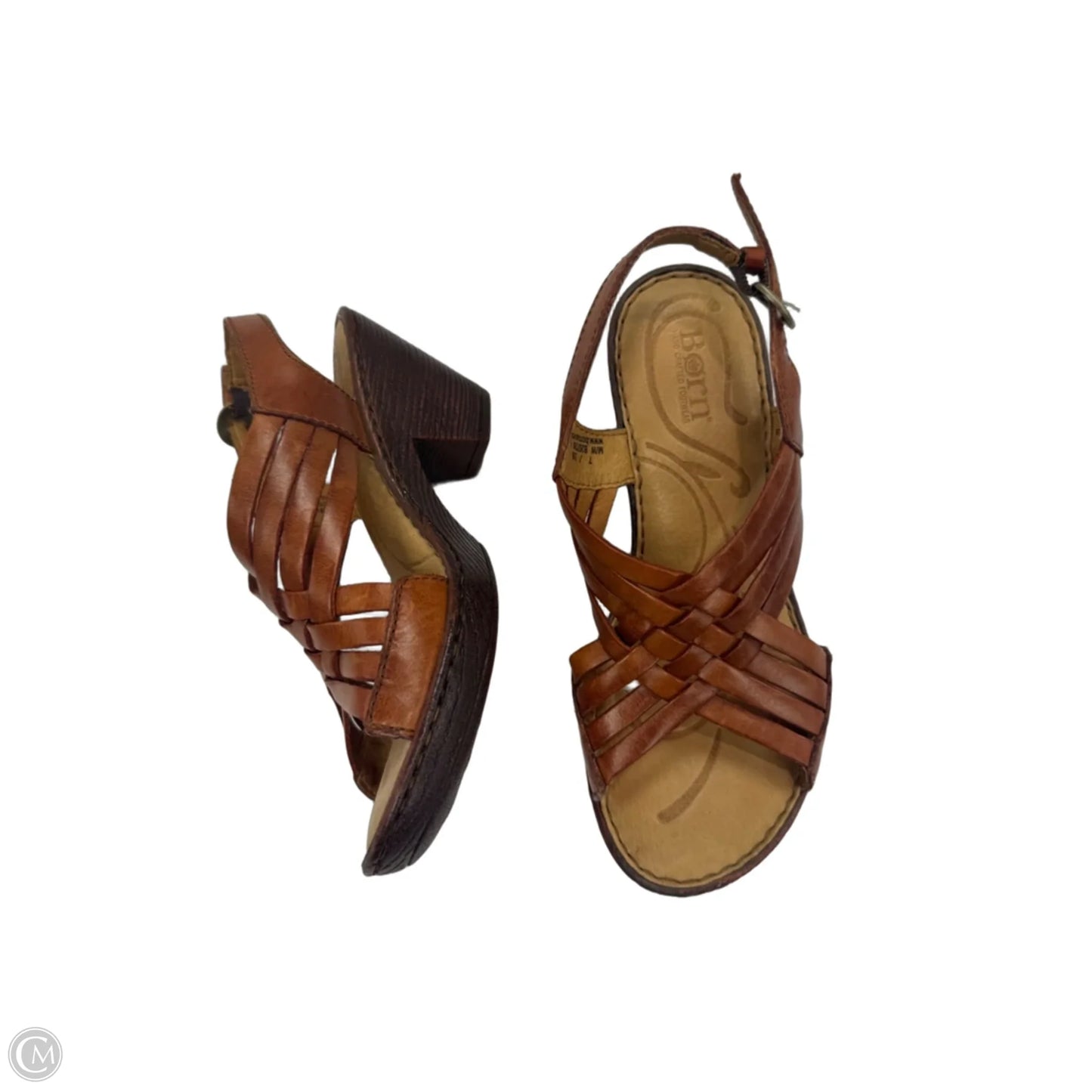 Sandals Heels Kitten By Born In Brown, Size: 7