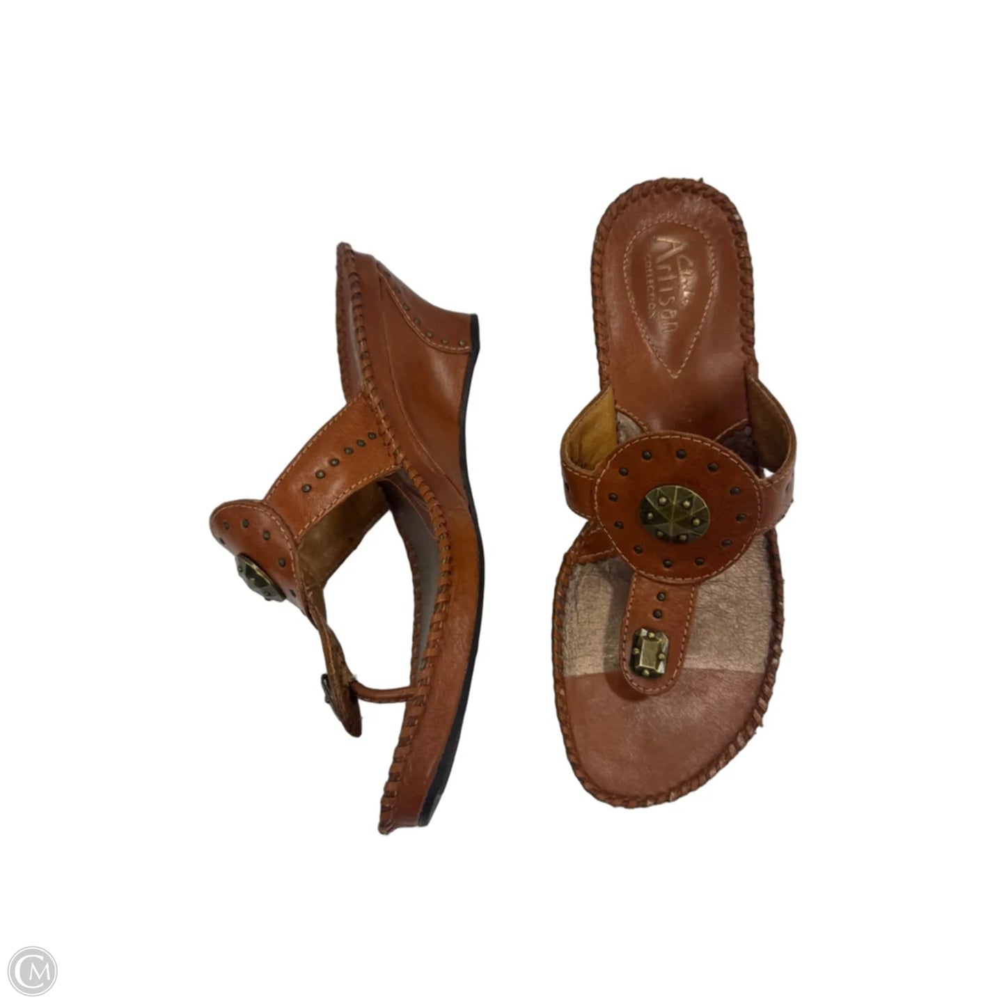 Sandals Heels Wedge By Clarks In Brown, Size: 7.5