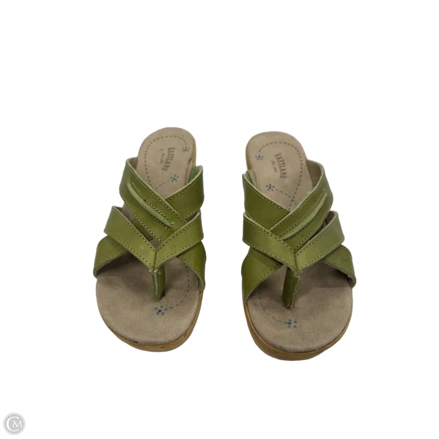 Sandals Heels Wedge By Eastland In Green & Tan, Size: 7