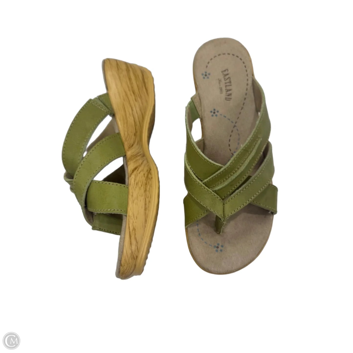 Sandals Heels Wedge By Eastland In Green & Tan, Size: 7