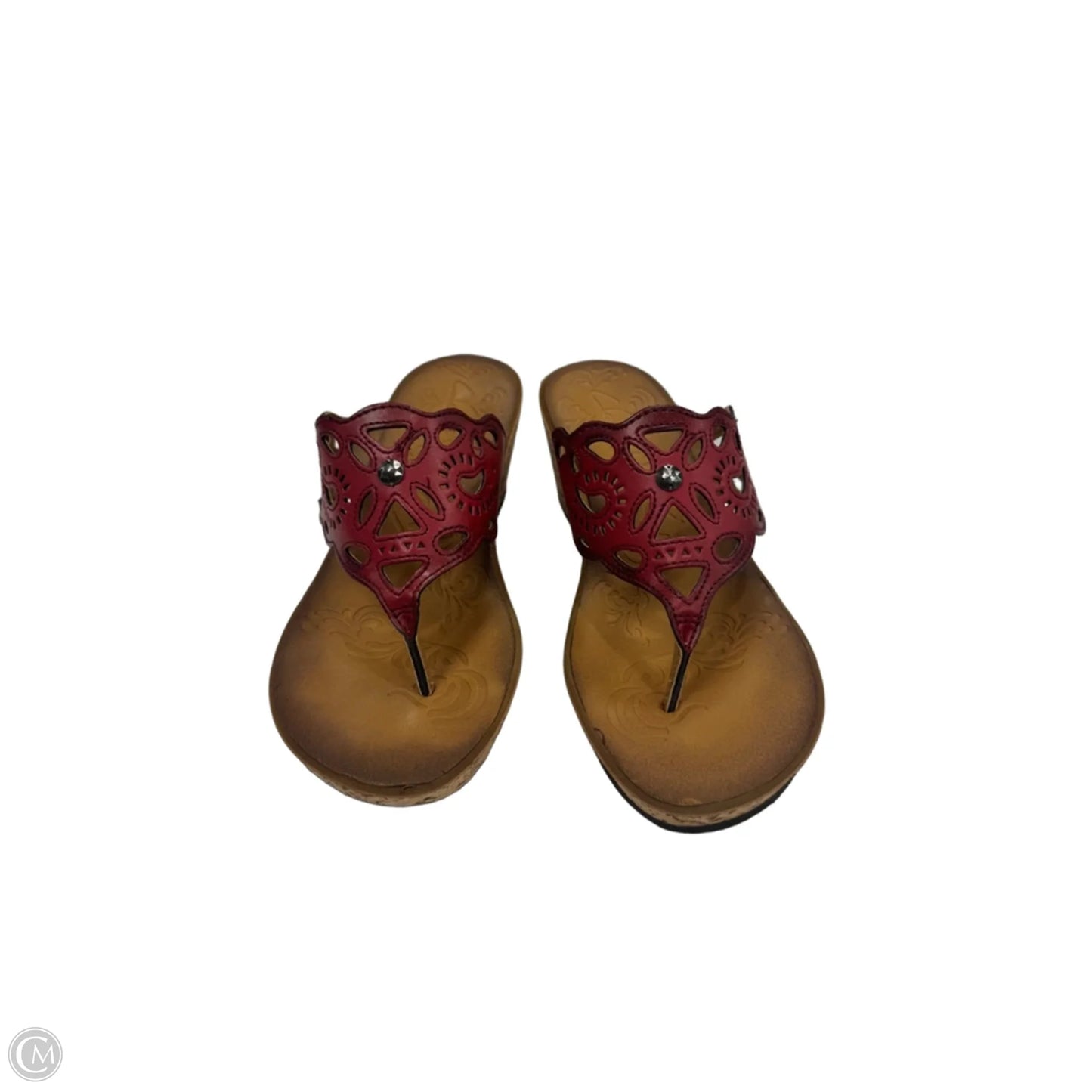 Sandals Heels Wedge By Clarks In Cream & Red, Size: 7