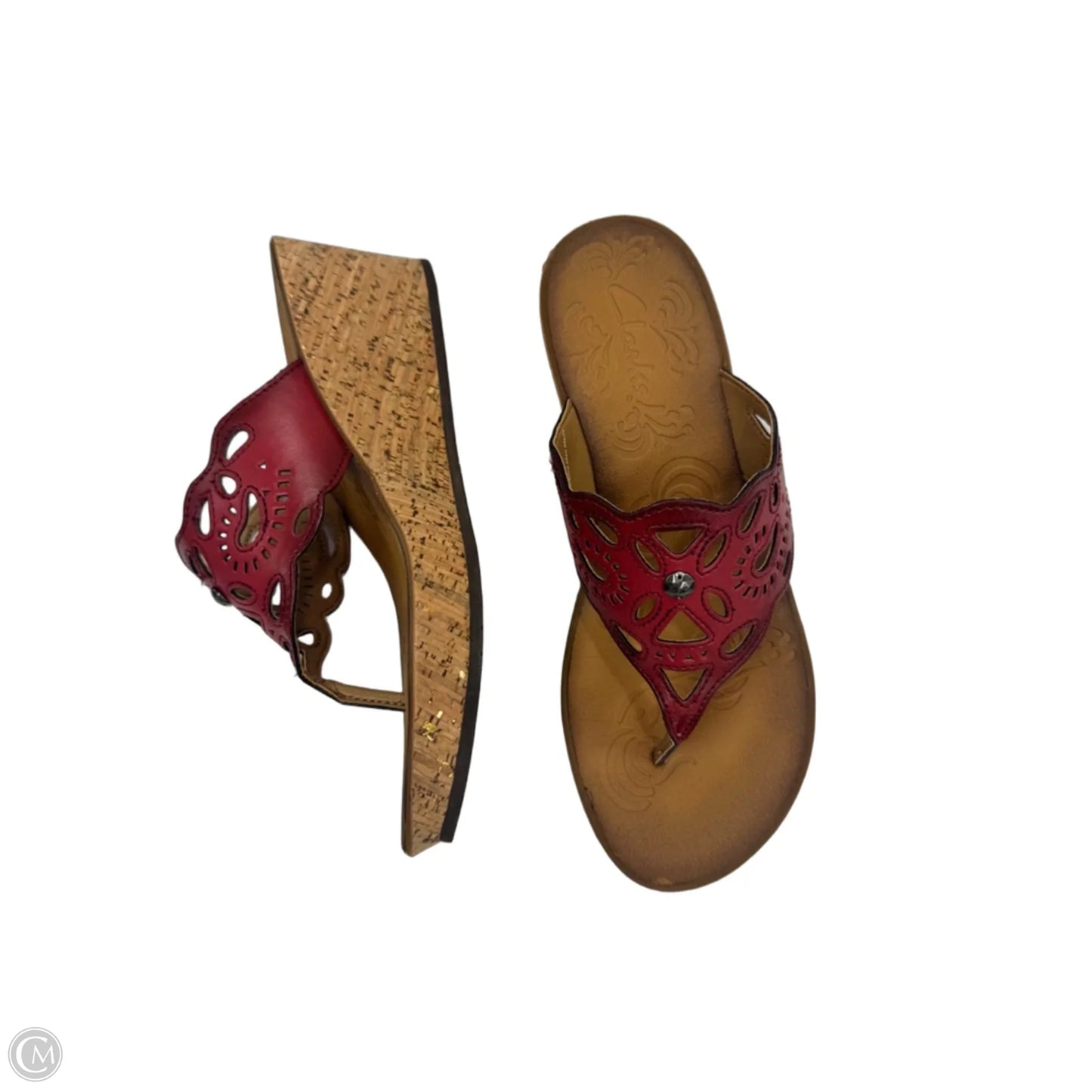 Sandals Heels Wedge By Clarks In Cream & Red, Size: 7