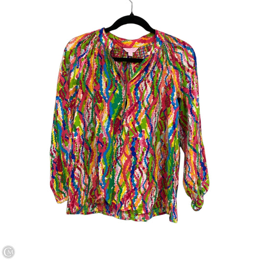 Blouse Designer By Lilly Pulitzer In Green & Pink, Size: Xs