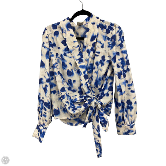 Blouse Long Sleeve By A New Day In Blue & White, Size: L