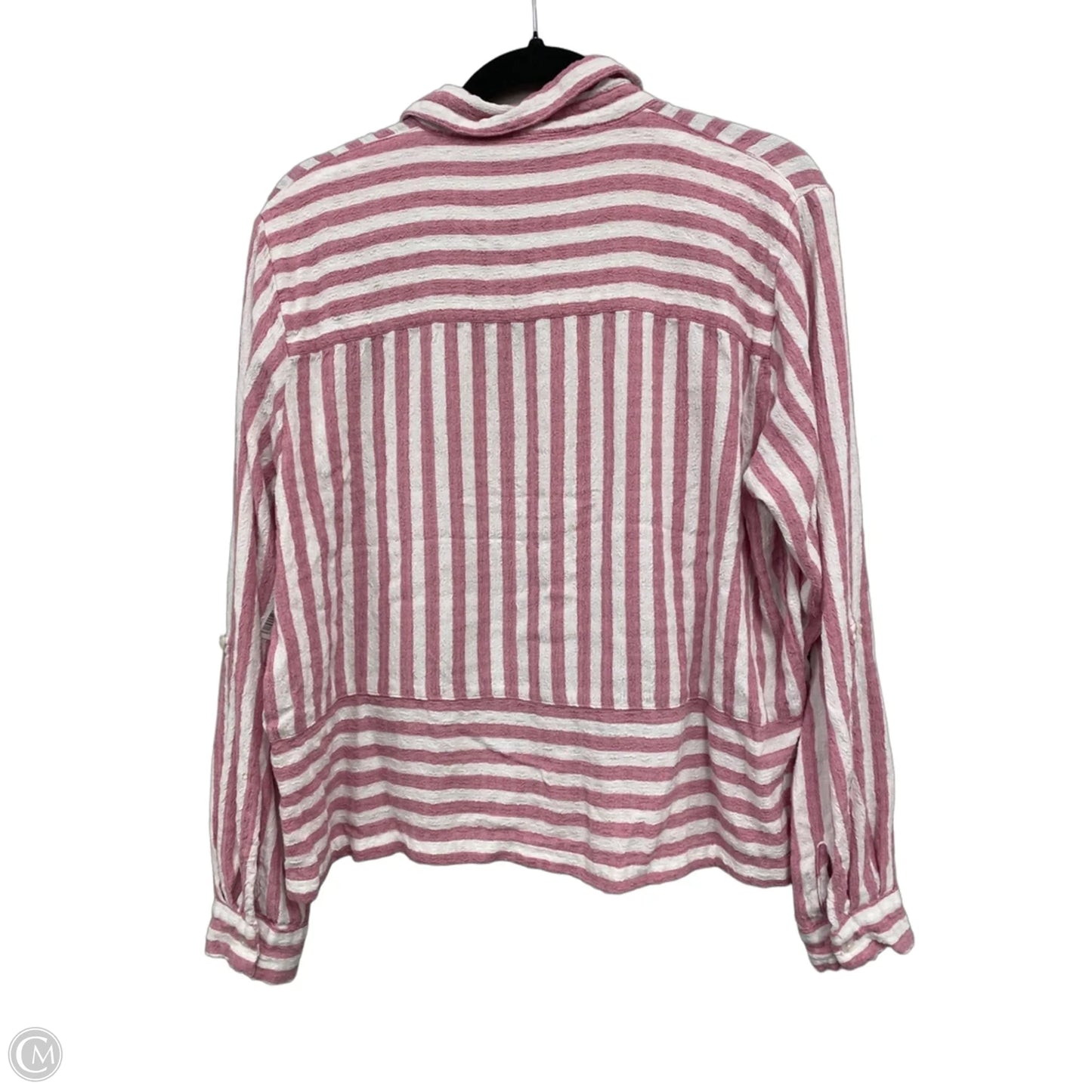 Top Long Sleeve By Jane And Delancey In Pink & White, Size: M