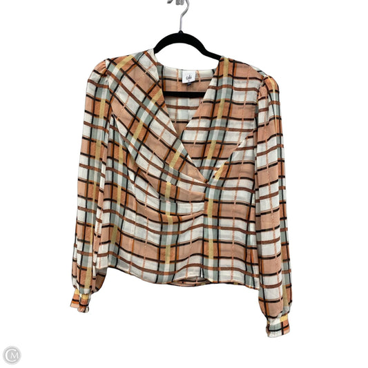 Blouse Long Sleeve By Cabi In Blue & Orange, Size: Xs