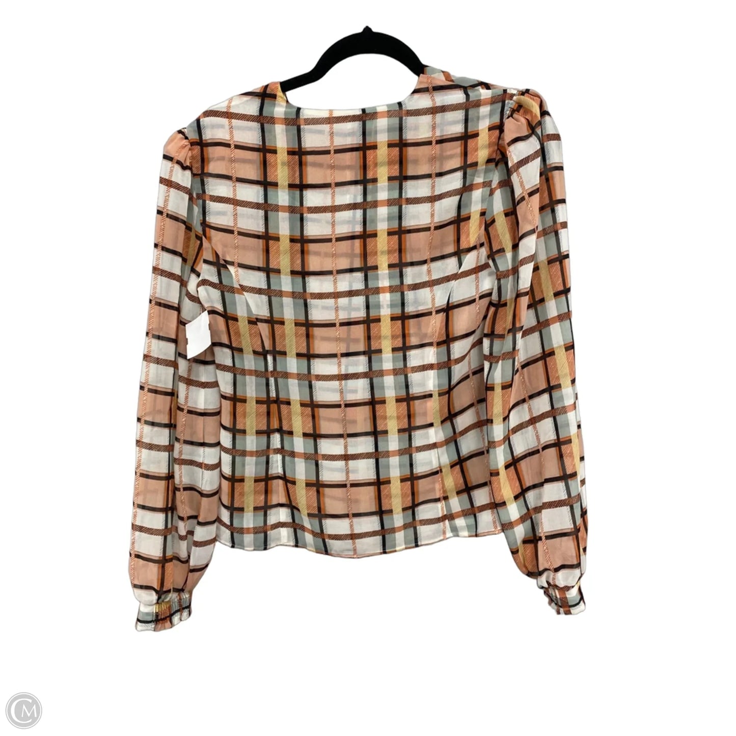 Blouse Long Sleeve By Cabi In Blue & Orange, Size: Xs