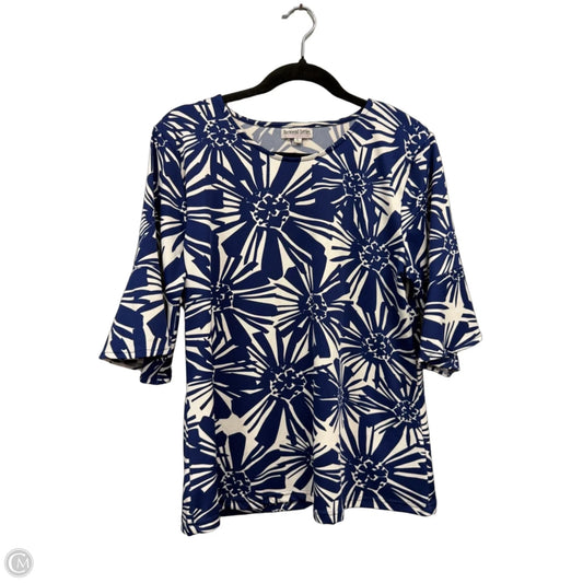 Top Short Sleeve By Buckhead Betties In Blue & White, Size: L