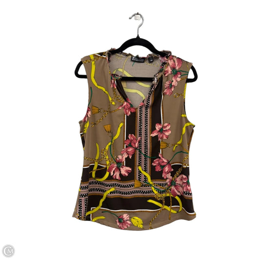 Blouse Sleeveless By New York And Co In Brown & Pink, Size: L