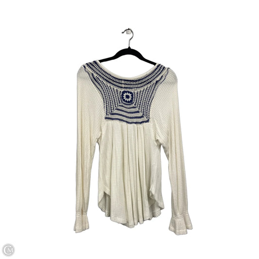 Top Long Sleeve By Free People In Blue & White, Size: Xs