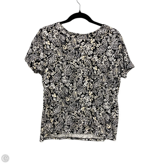 Top Short Sleeve By Croft And Barrow In Black & Cream, Size: L