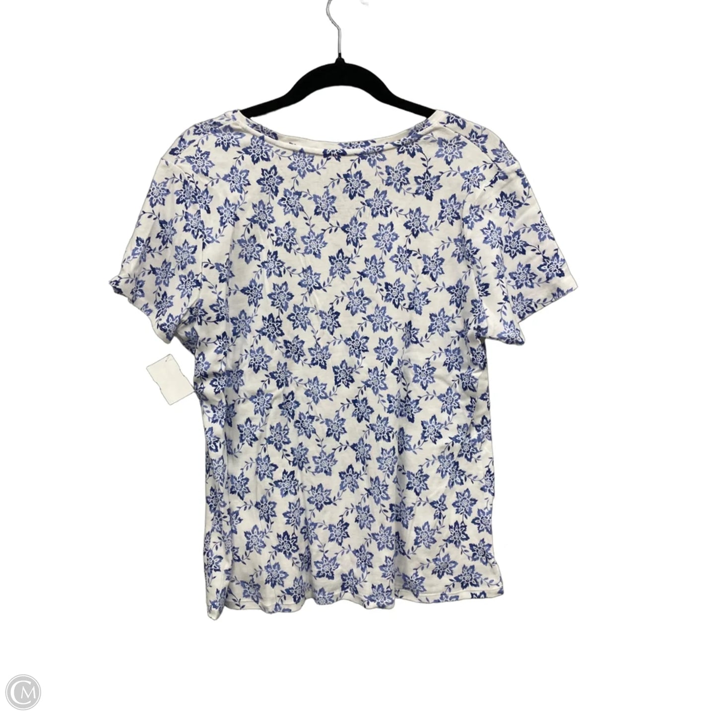 Top Short Sleeve By Croft And Barrow In Blue & White, Size: L