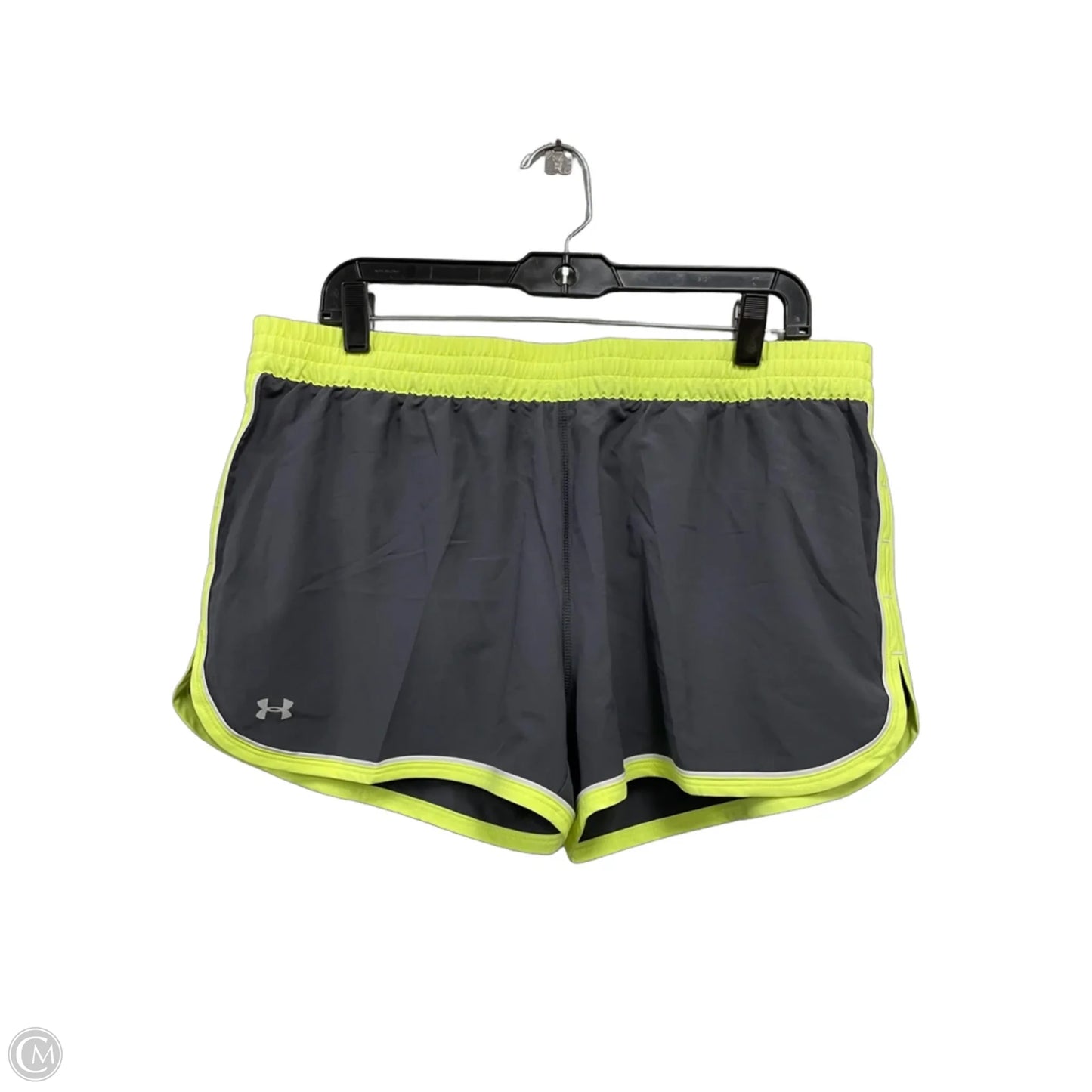 Athletic Shorts By Under Armour In Grey & Yellow, Size: L