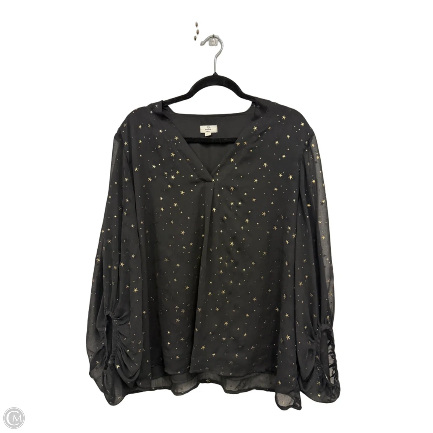 Blouse Long Sleeve By Entro In Black & Gold, Size: L