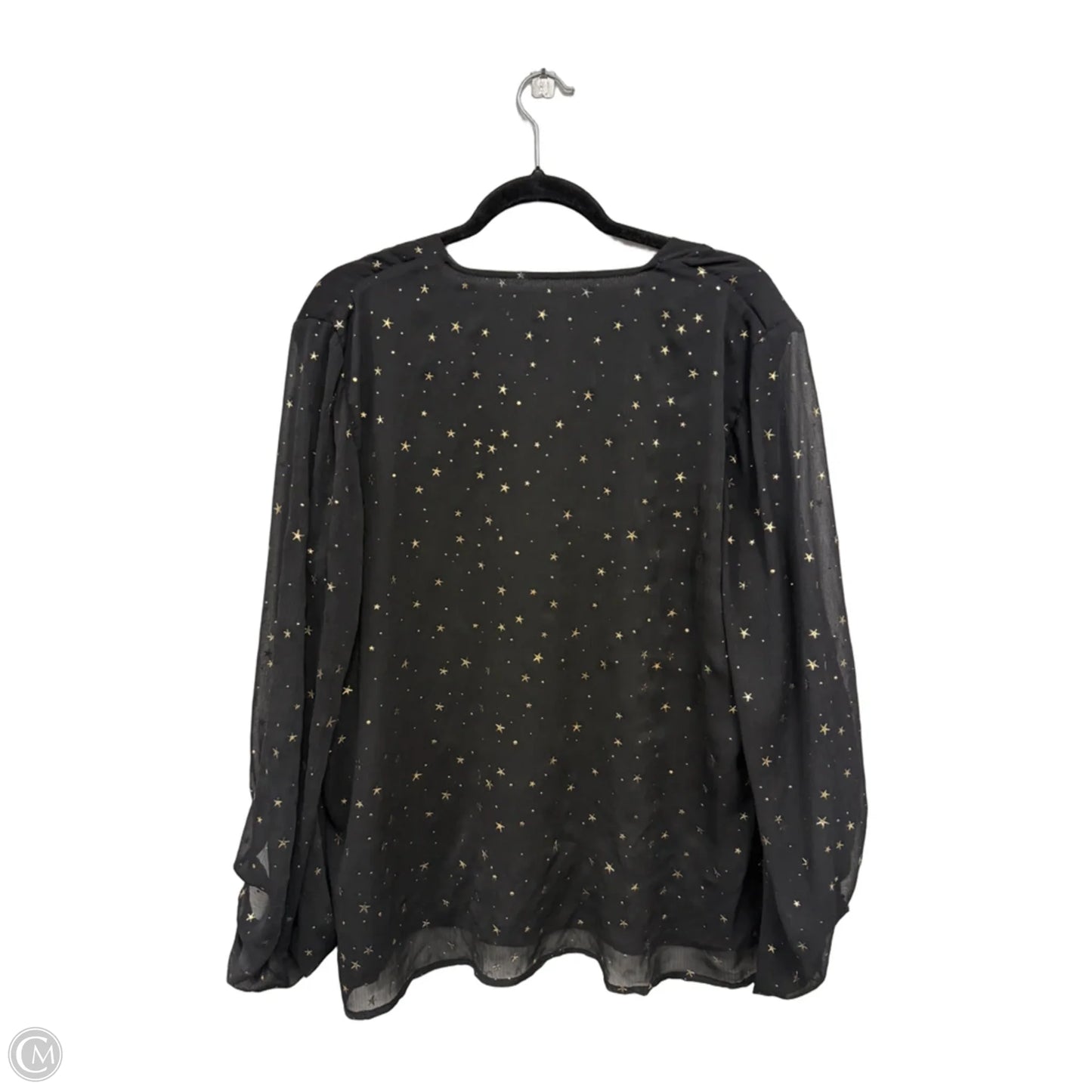 Blouse Long Sleeve By Entro In Black & Gold, Size: L