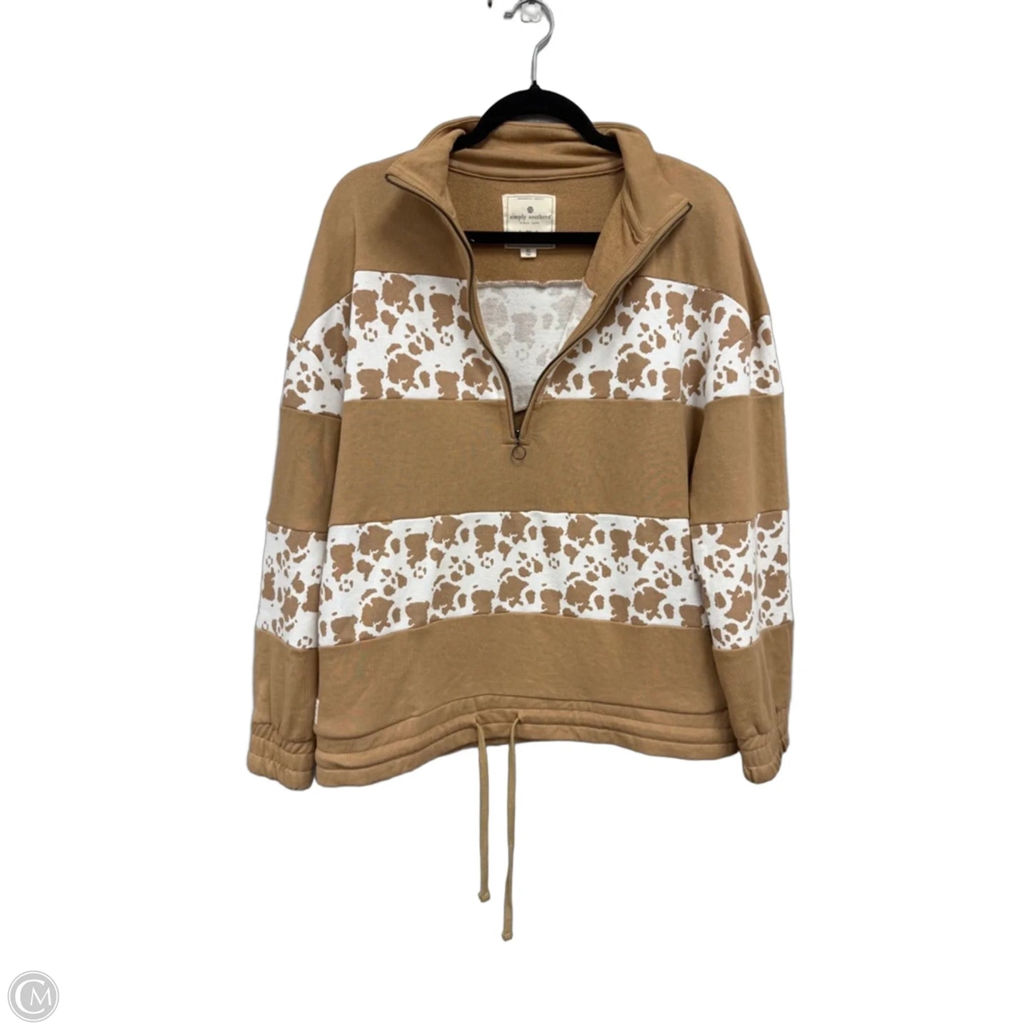Sweatshirt Collar By Simply Southern In Tan & White, Size: Xl