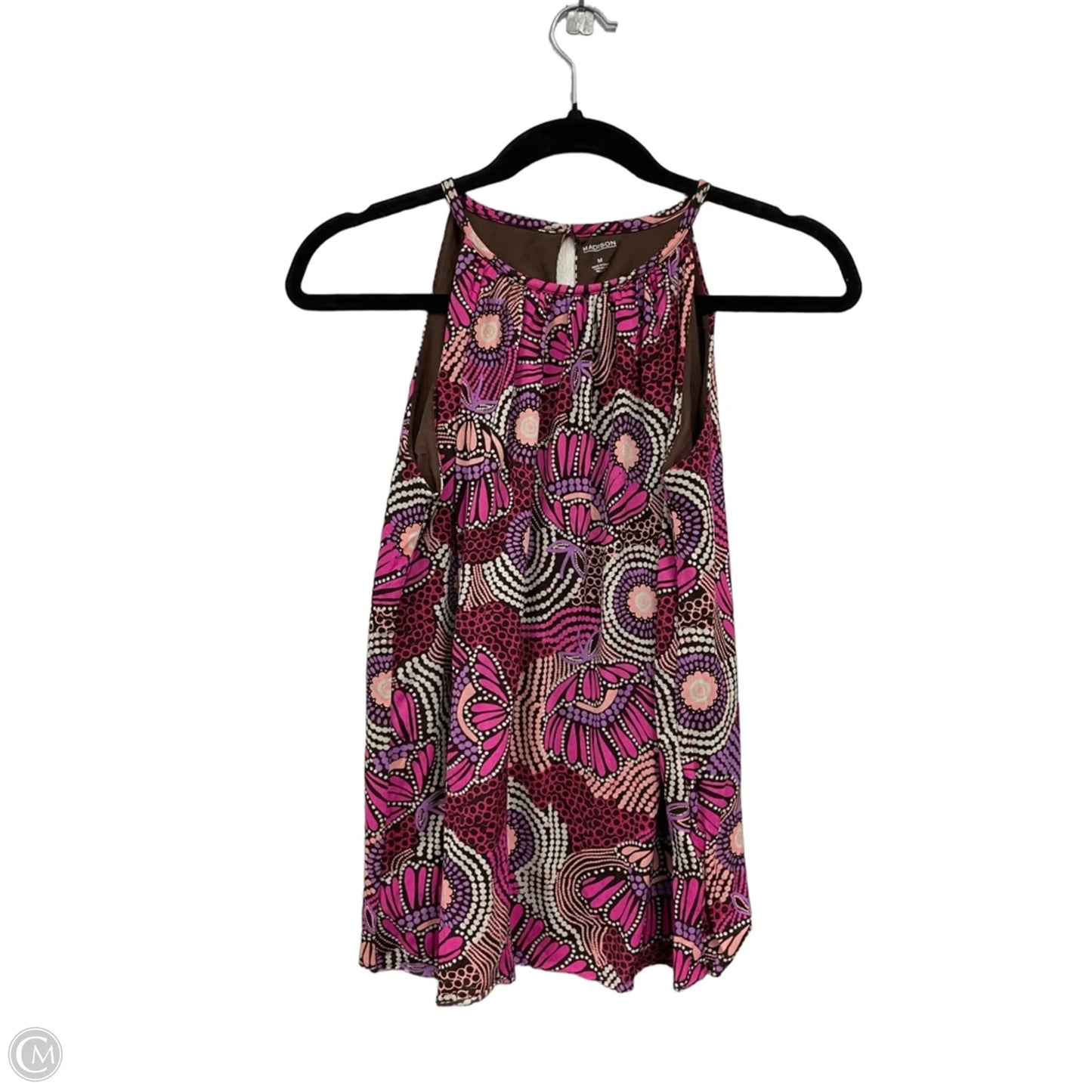 Top Sleeveless By Madison In Brown & Pink, Size: M