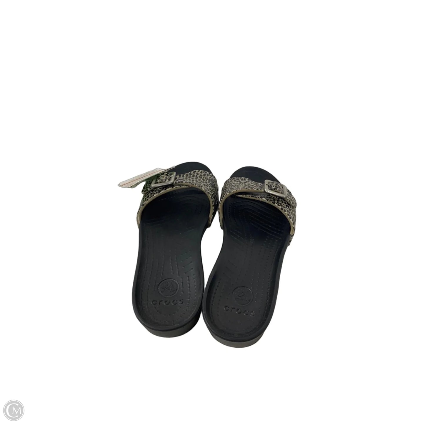 Sandals Flats By Crocs In Black & Brown, Size: 8