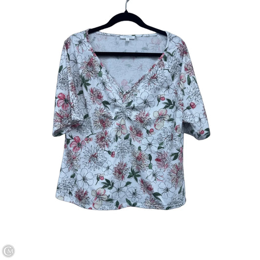 Top Short Sleeve Basic By Talbots In Pink & White, Size: Xl