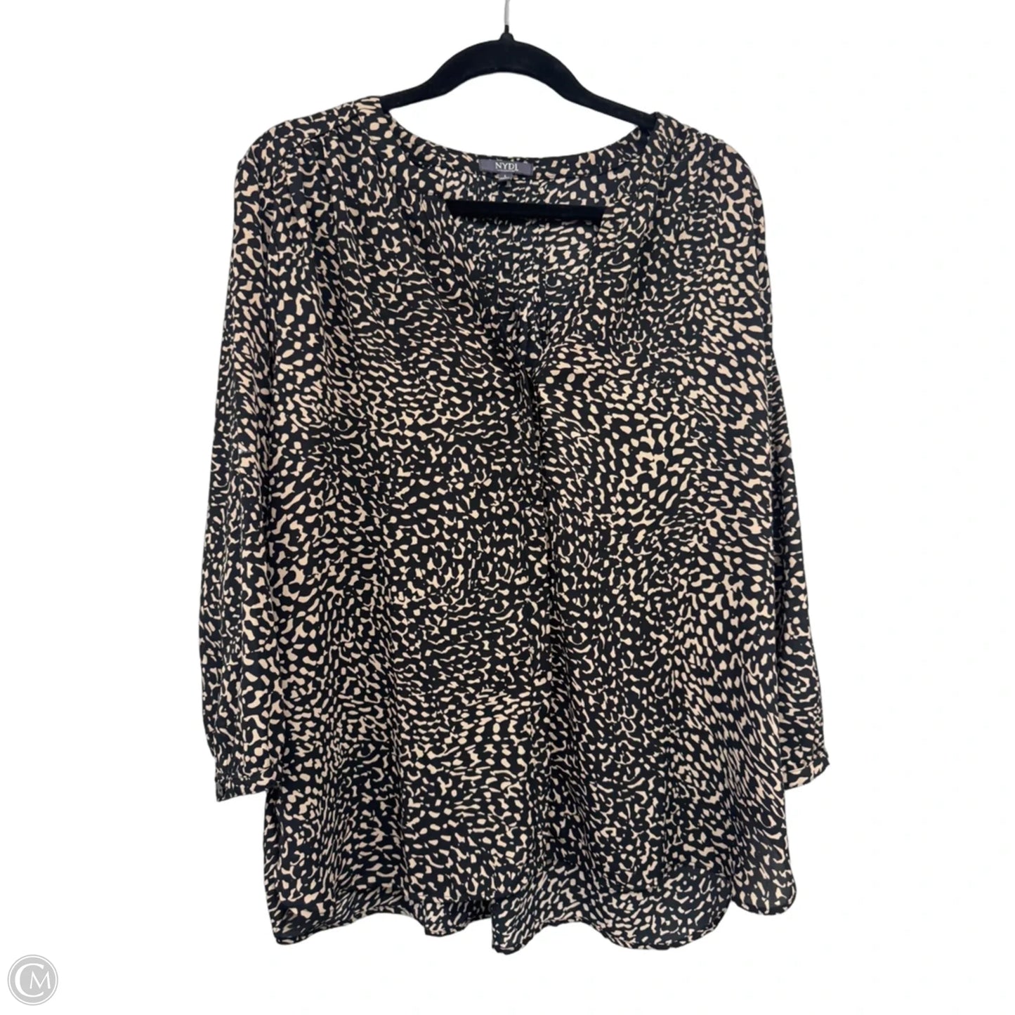 Blouse 3/4 Sleeve By Clothes Mentor In Black & Cream, Size: L