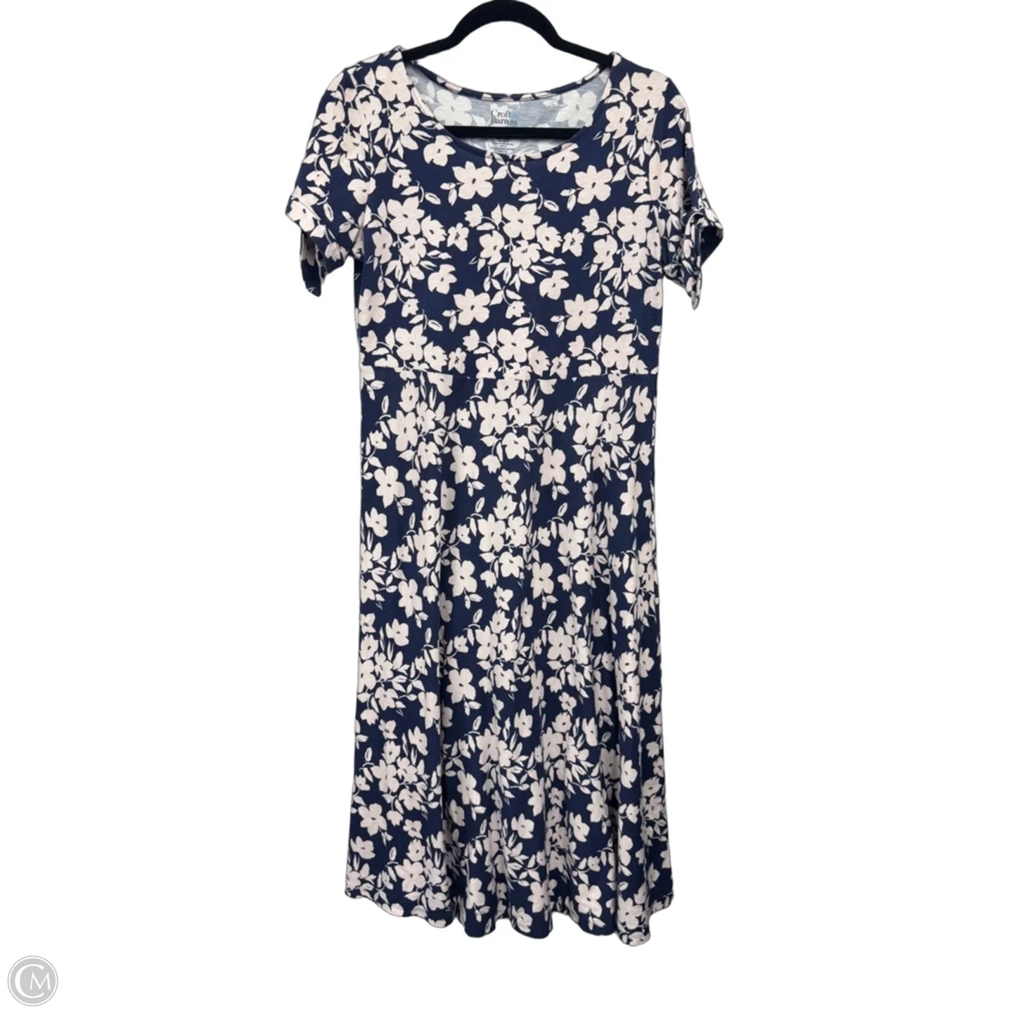 Dress Casual Midi By Croft And Barrow In Blue & White, Size: M