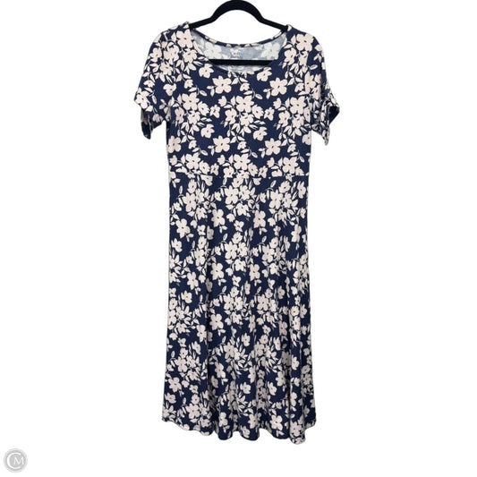 Dress Casual Midi By Croft And Barrow In Blue & White, Size: M