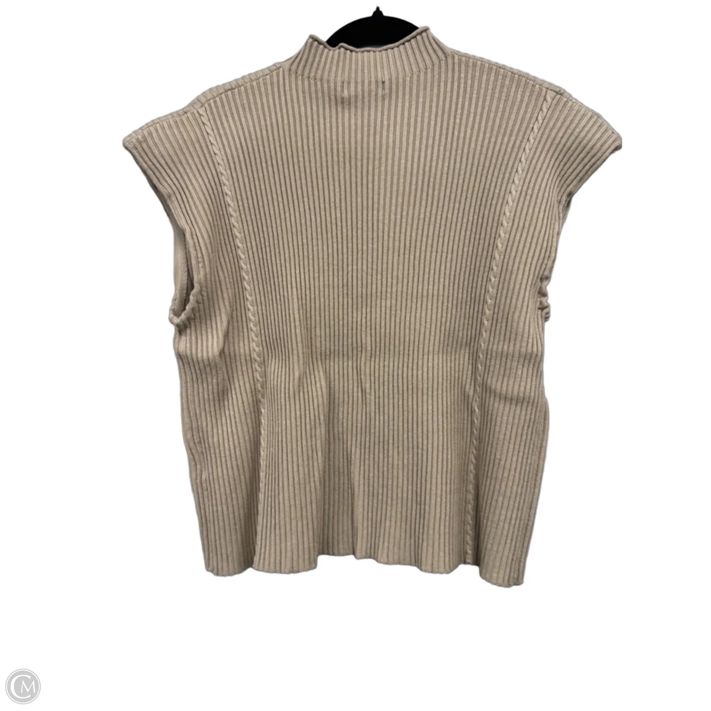 Sweater Short Sleeve By Calvin Klein In Cream, Size: Xl