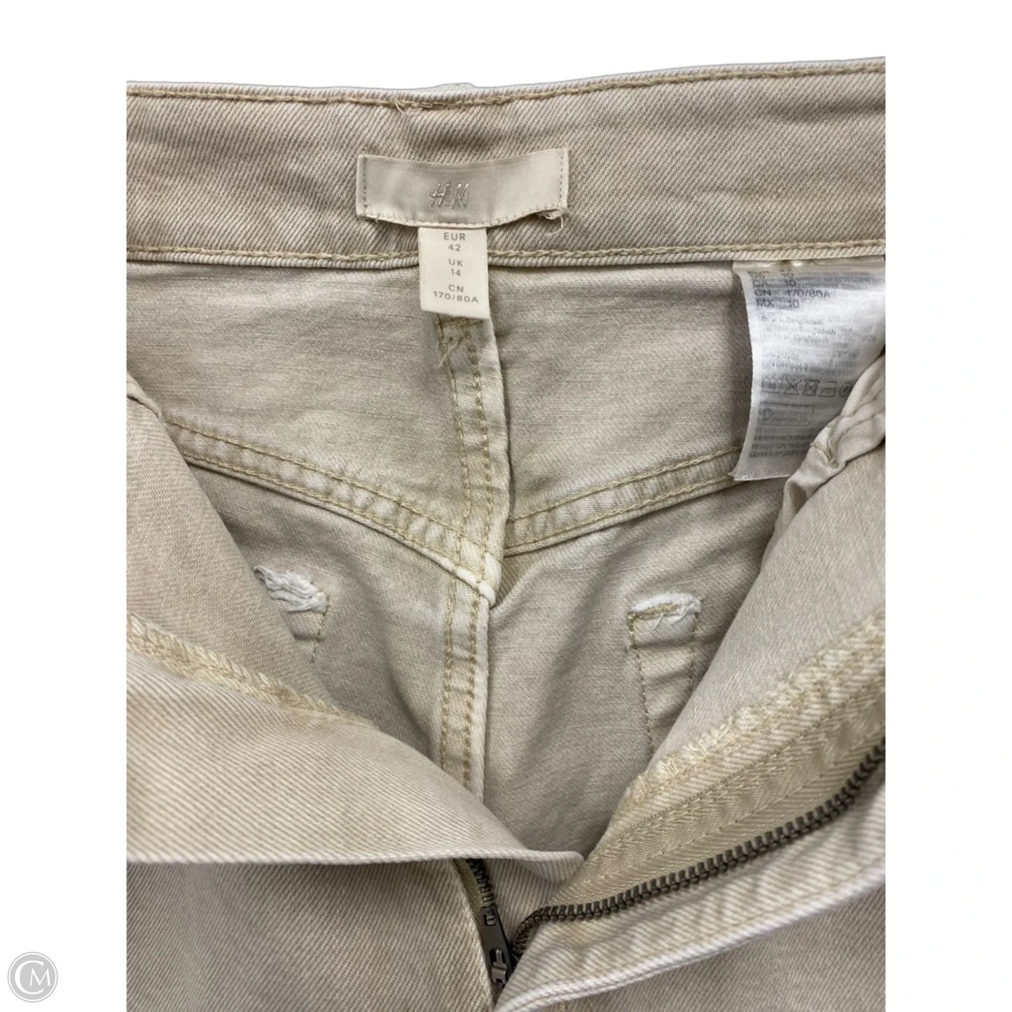 Jeans Boot Cut By H&m In Cream Denim, Size: 10