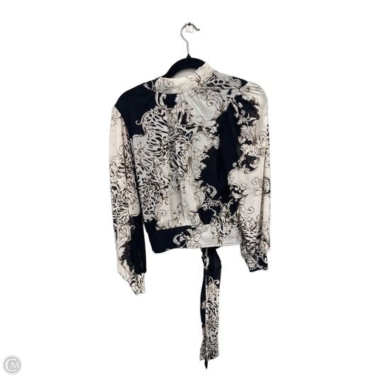 Blouse Long Sleeve By Ember In Black & Cream, Size: S
