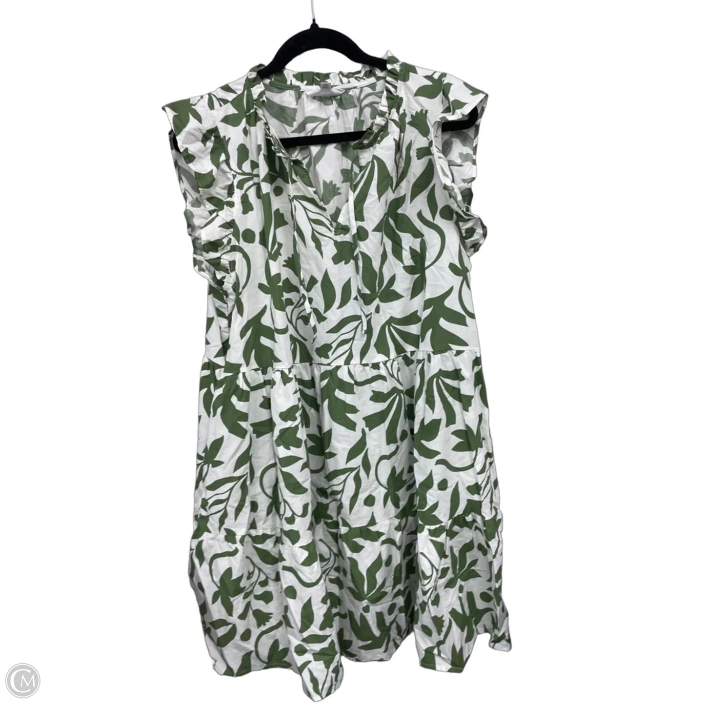Dress Casual Short By Time And Tru In Green & White, Size: Xxl