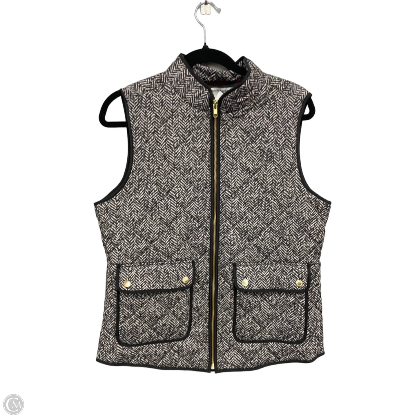 Vest Puffer & Quilted By Catherine Malandrino In Black & Cream, Size: L