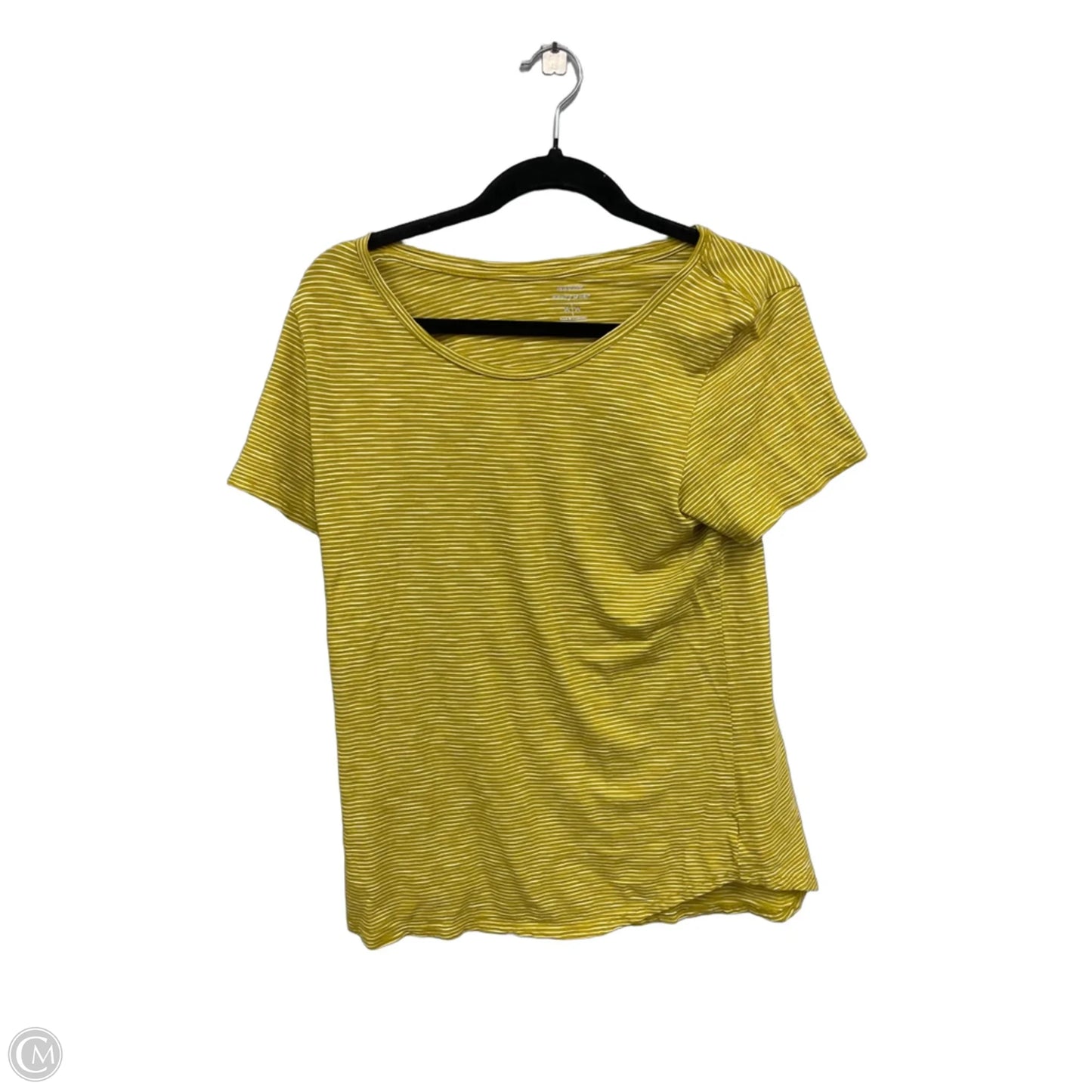 Top Short Sleeve Basic By Old Navy In White & Yellow, Size: M