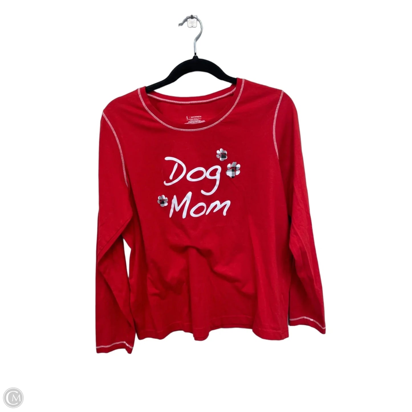 Top Long Sleeve Basic By Clothes Mentor In Red & White, Size: L