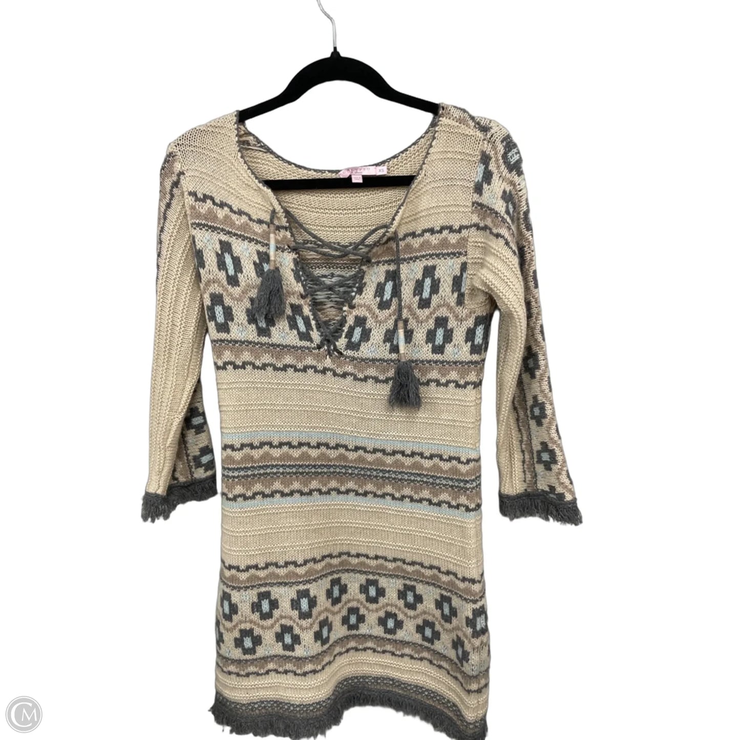 Dress Sweater By Calypso St Barth In Cream & Grey, Size: Xs