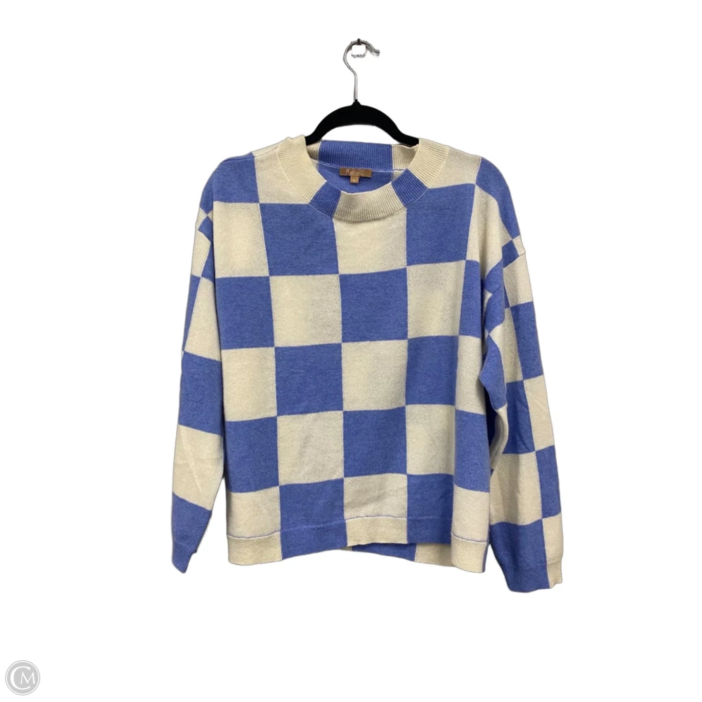 Sweater By Clothes Mentor In Blue & Cream, Size: Xl