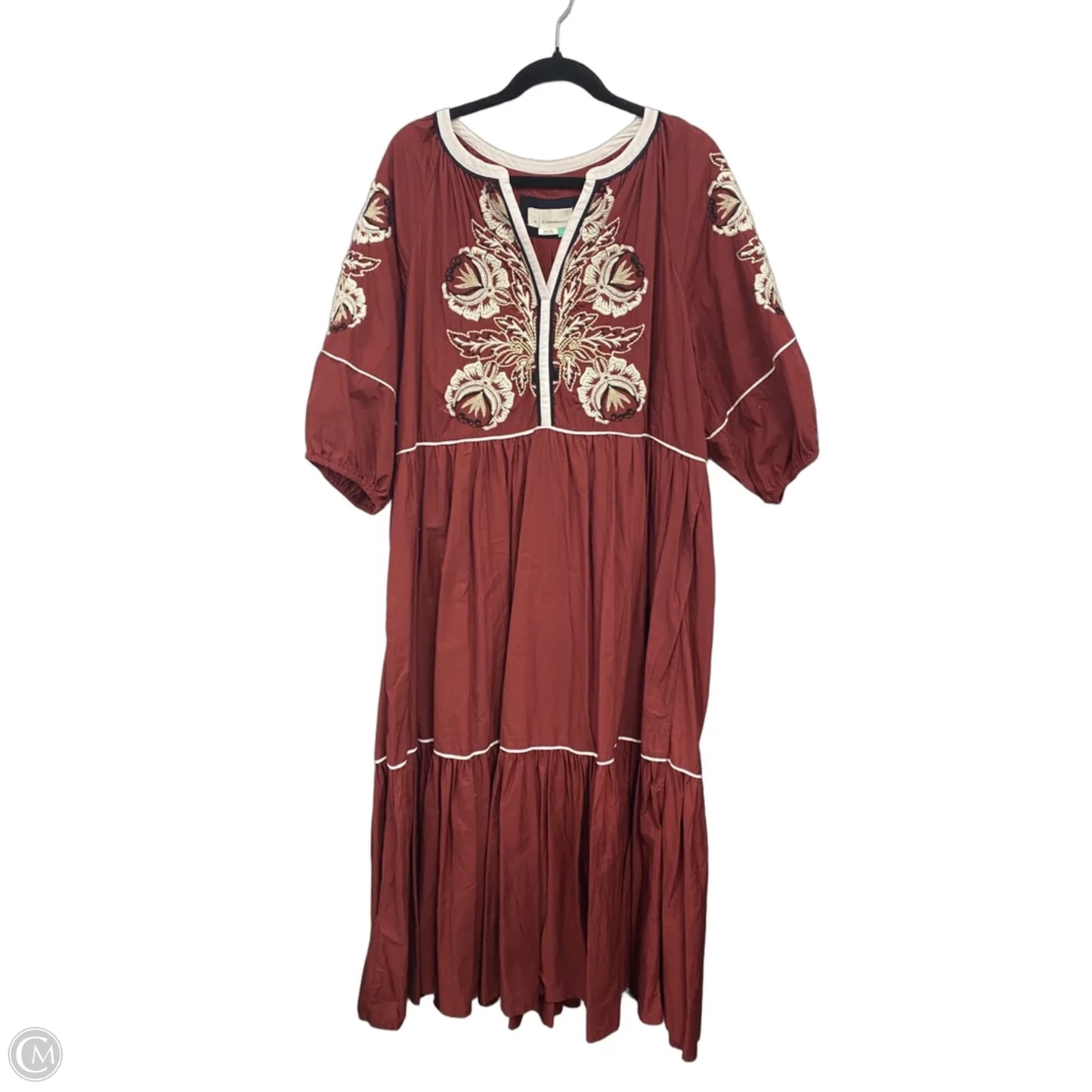 Dress Casual Maxi By Anthropologie In Red & White, Size: 1x