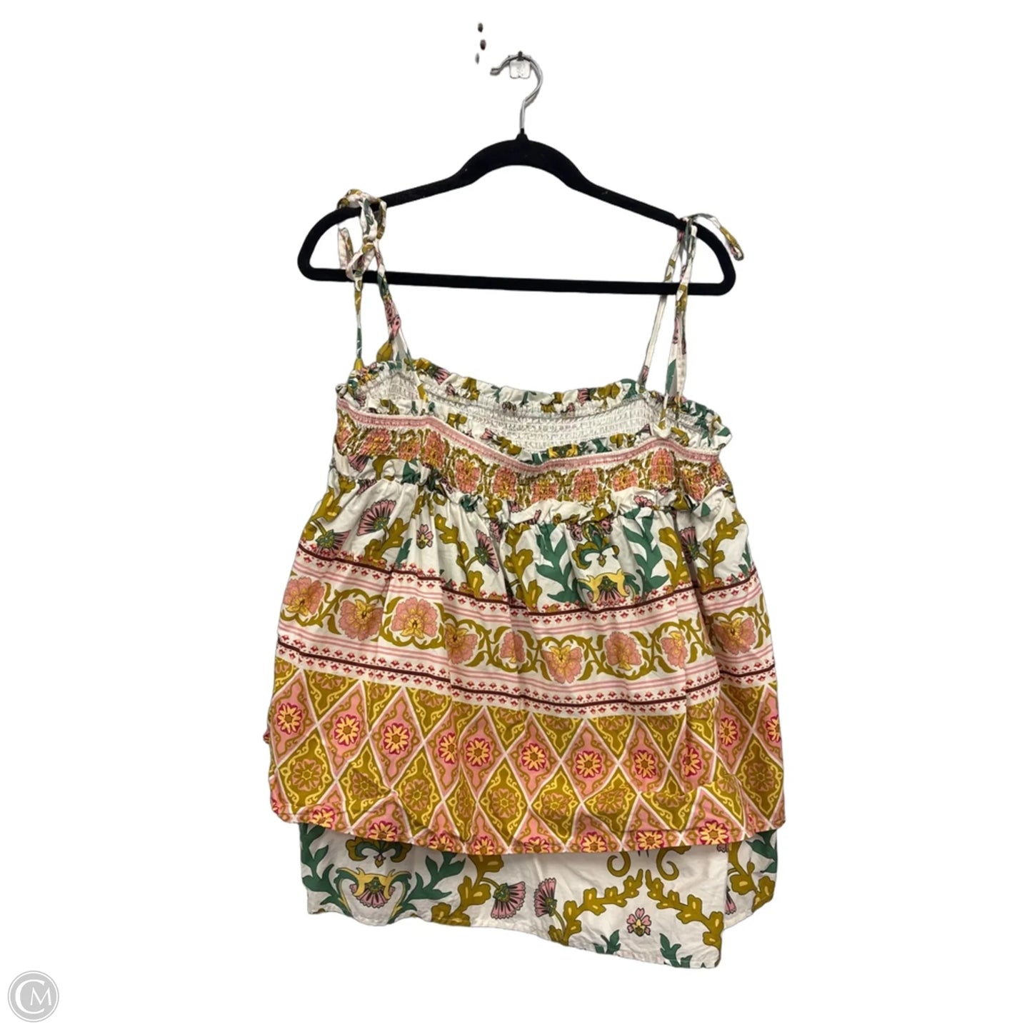 Top Sleeveless By Cmb In Cream & Pink, Size: Xl